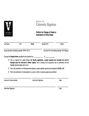 Petition for Change of Grade