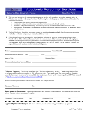 California State University Volunteer Form
