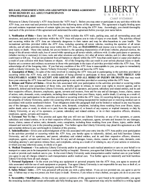 ATV Area Release and Indemnification Agreement