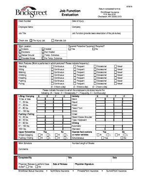 Employee Job Function Evaluation Form