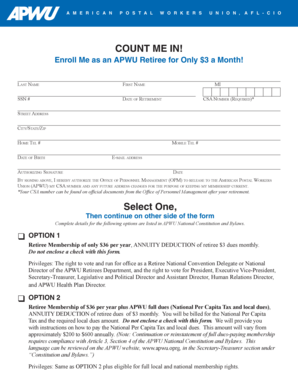 APWU Retiree Membership Application