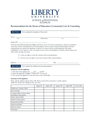 Doctor of Education Recommendation Form