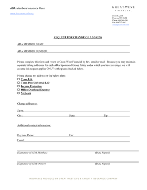 ADA Member Address Change Request