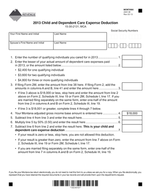 Montana Child and Dependent Care Expense Deduction Form