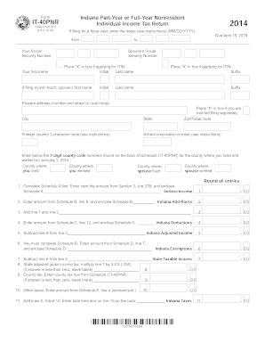 Indiana Part-Year or Full-Year Nonresident Individual Income Tax Return