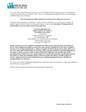 Interim Facility Site Review Form