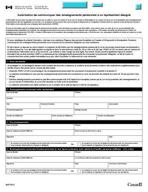 Autorisation de communiquer des renseignements personnels à un représentant désigné