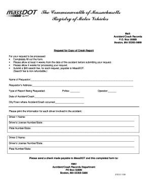 Massachusetts Crash Report Request Form