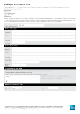 ACH Debit Authorisation Form