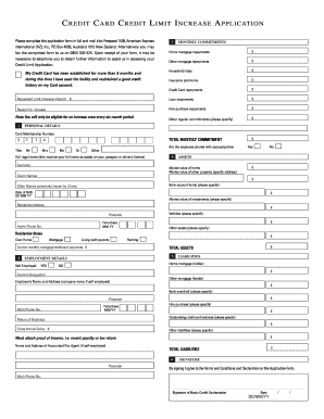 American Express Credit Limit Increase Application