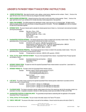 Lender's Payment Remittance Form