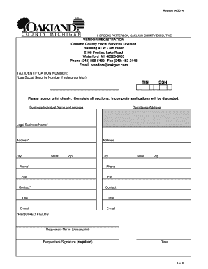 Oakland County Vendor Registration Packet