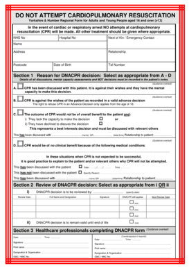 Do Not Attempt Cardiopulmonary Resuscitation Form