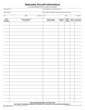 Nebraska Aircraft Information Form