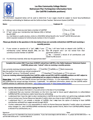 Retirement Plan Participation Information Form