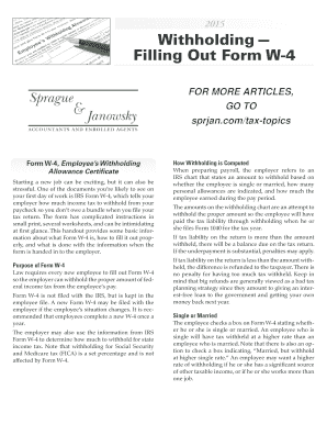 Form W-4 Employee Withholding Allowance Certificate