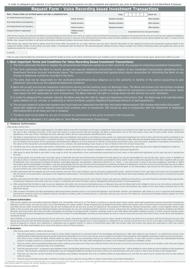 Request Form - Voice Recording Based Investment Transactions