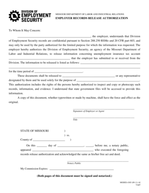 Missouri Employer Records Release Authorization