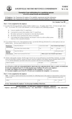 Louisville Metro W-1 M Form