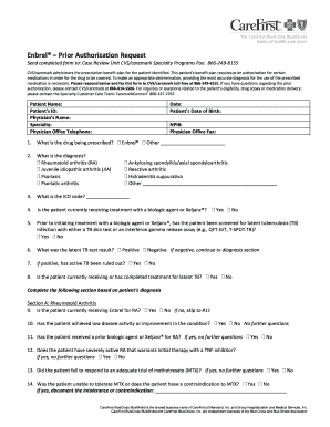 Enbrel Prior Authorization Request Form