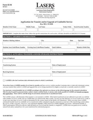 Louisiana LASERS Service Transfer Application