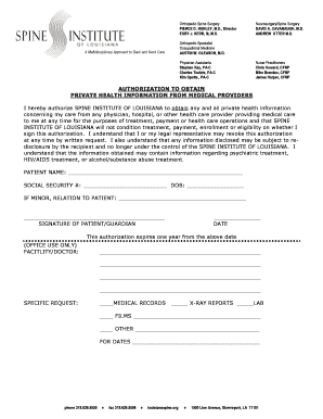 Spine Institute Authorization Form