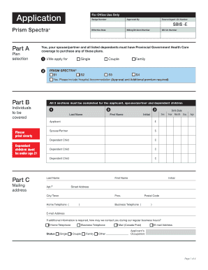 Prism Spectra Health Insurance Application