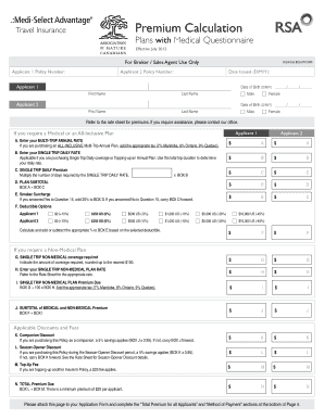Travel Insurance Premium Calculation Form