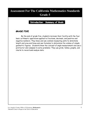 California Mathematics Standards Assessment Grade 5