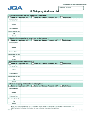 JQA Application for Testing Certification Services