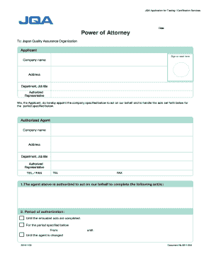 Power of Attorney for Testing Certification