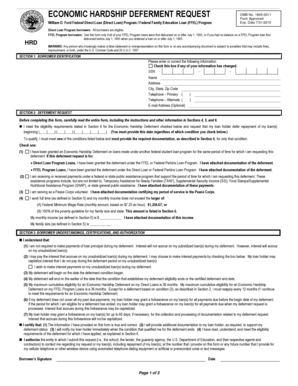 Economic Hardship Deferment Request