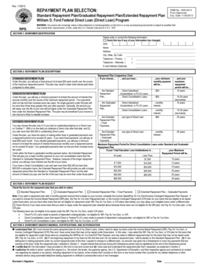 Federal Direct Loan Repayment Plan Selection Form