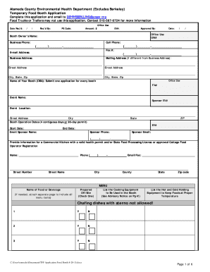 Alameda County Temporary Food Booth Application