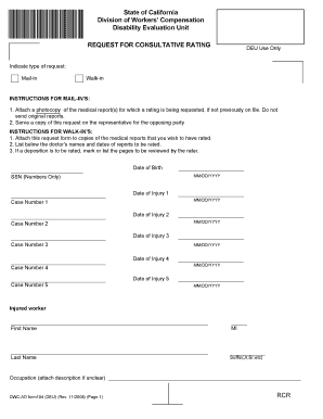 California Workers' Compensation Rating Request