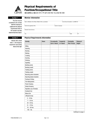 Physical Requirements of Position Form