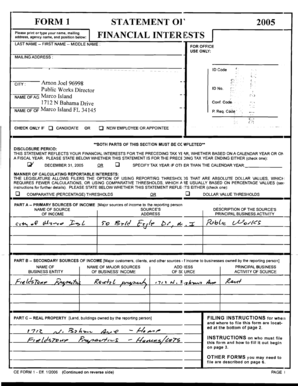 Florida Financial Disclosure Form 1
