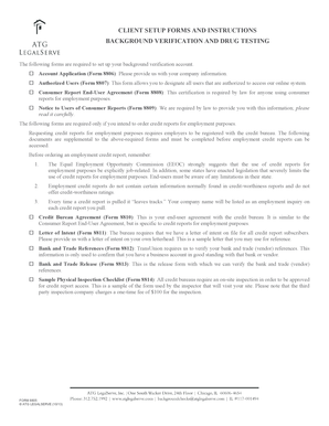 ATG LegalServe Background Verification Account Setup Forms