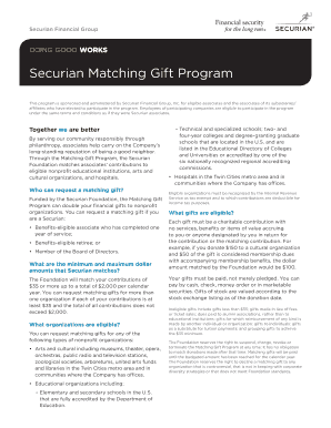 Securian Matching Gift Program Application