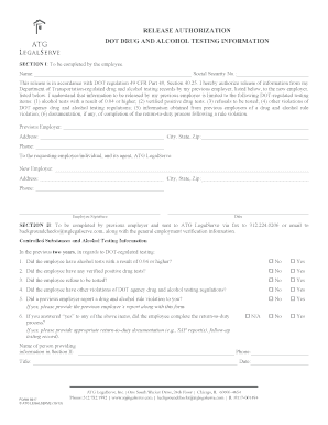 DOT Drug and Alcohol Testing Release Authorization