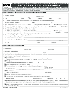 New York City Property Refund Request Form