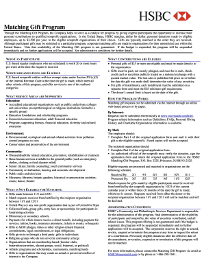 HSBC Matching Gift Program Application Form