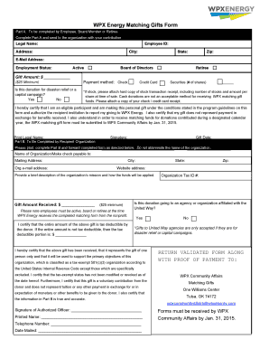 WPX Energy Matching Gifts Form