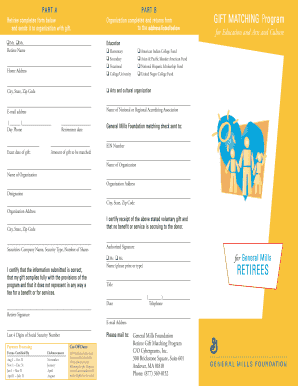 General Mills Retiree Gift Matching Form