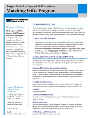 Freeport-McMoRan Matching Gifts Program Form