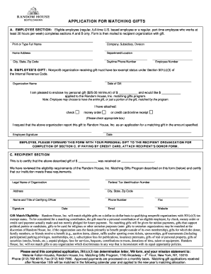 Random House Matching Gifts Application