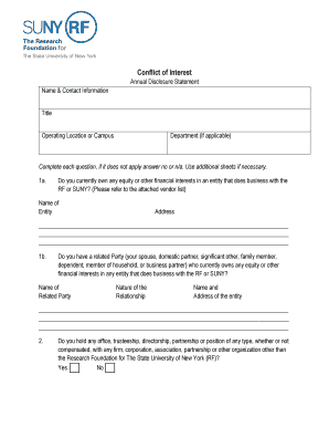 Conflict of Interest Annual Disclosure Statement