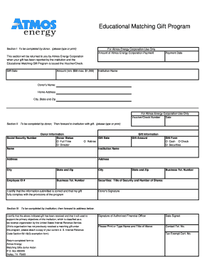 Atmos Energy Educational Matching Gift Form