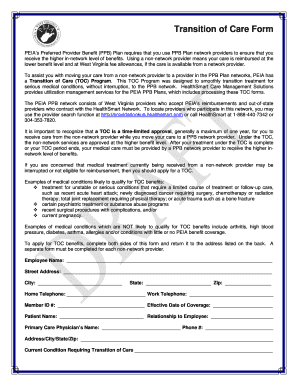 PEIA Transition of Care Form