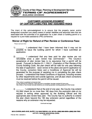 San Diego Building Permit Liability Acknowledgment